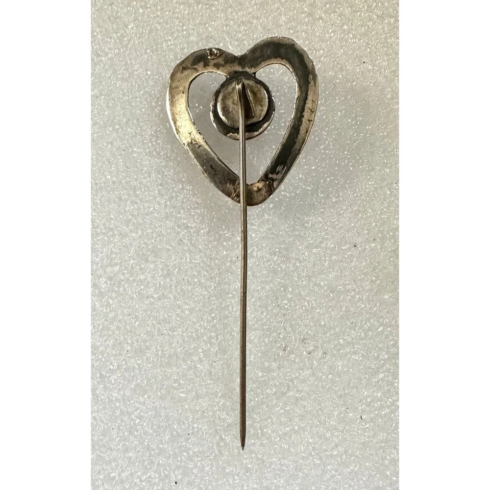 Vintage‎ Sterling Silver & Turquoise Stickpin Heart